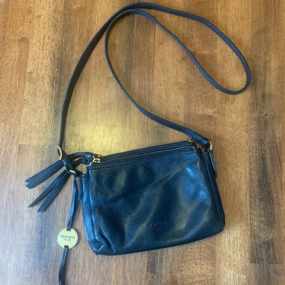 Margot New York Crossbody Bag Adjustable Strap and Gold Hardware Leather purse